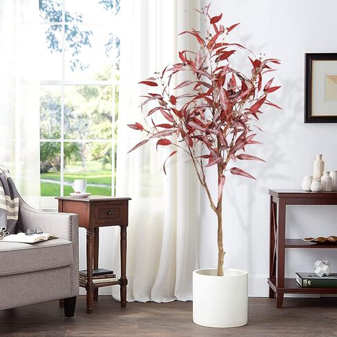 Melli Welli Artificial Rubber Tree 4FT Tall Fake Rubber Plant Faux Floor Plants Fake Tree in Pot Ficus Tree for Home Decor Indoor Outdoor Living Room Office Store in Kuwait