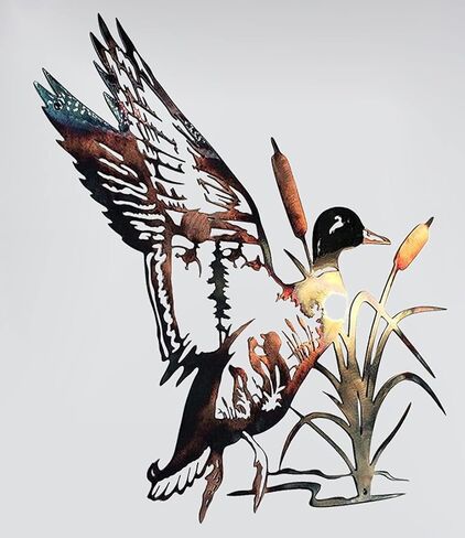 sietioji 2 جهاز كمبيوتر شخصى ريفي المعادن بطة جدار الفن ديكور لديكور المنزل غرفة، 3d المعادن الجدار الديكور ريفي المقصورة ديكور الانتهاء من ديكور الجدار شنقا ديكور جدار معدني لهدايا ديكور الحائط in Kuwait