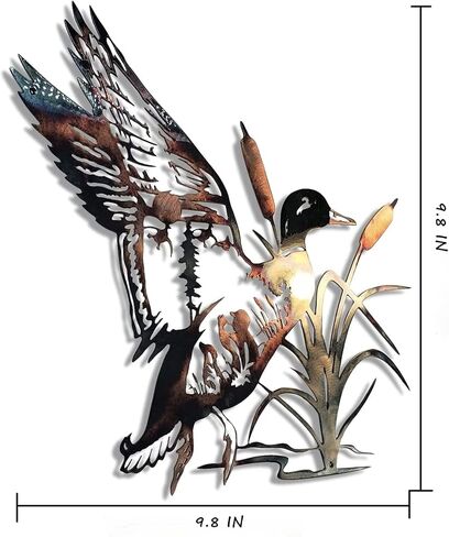 sietioji 2 جهاز كمبيوتر شخصى ريفي المعادن بطة جدار الفن ديكور لديكور المنزل غرفة، 3d المعادن الجدار الديكور ريفي المقصورة ديكور الانتهاء من ديكور الجدار شنقا ديكور جدار معدني لهدايا ديكور الحائط in Kuwait