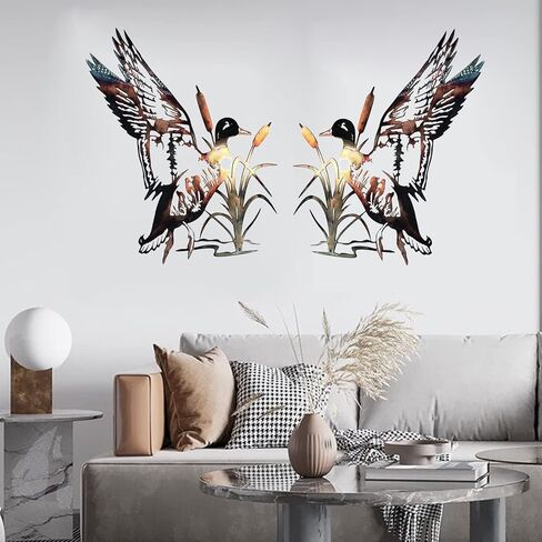 sietioji 2 جهاز كمبيوتر شخصى ريفي المعادن بطة جدار الفن ديكور لديكور المنزل غرفة، 3d المعادن الجدار الديكور ريفي المقصورة ديكور الانتهاء من ديكور الجدار شنقا ديكور جدار معدني لهدايا ديكور الحائط in Kuwait