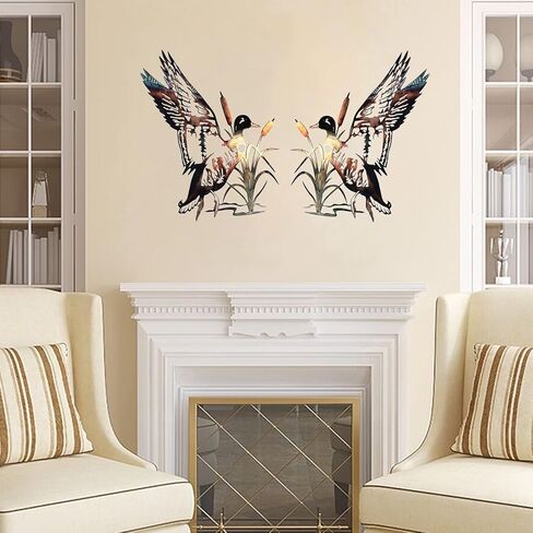 sietioji 2 جهاز كمبيوتر شخصى ريفي المعادن بطة جدار الفن ديكور لديكور المنزل غرفة، 3d المعادن الجدار الديكور ريفي المقصورة ديكور الانتهاء من ديكور الجدار شنقا ديكور جدار معدني لهدايا ديكور الحائط in Kuwait