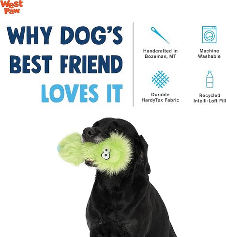 WEST PAW Rowdies Durable Plush Dog Toy with HardyTex and Zogoflex Chew Zones, Taylor, Lime in Kuwait