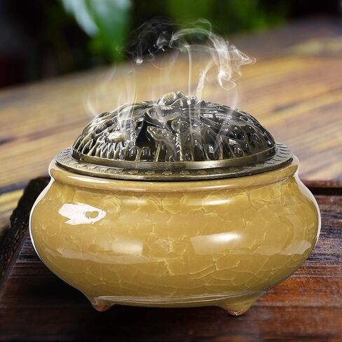 مبخرة Miupoo وحامل بخور مخروطي مع حامل عصا البخور النحاسي وحامل رماد السيراميك (أزرق داكن) in Kuwait
