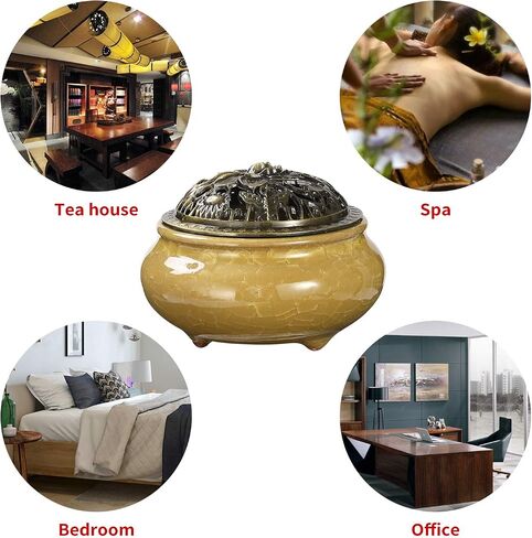 مبخرة Miupoo وحامل بخور مخروطي مع حامل عصا البخور النحاسي وحامل رماد السيراميك (أزرق داكن) in Kuwait