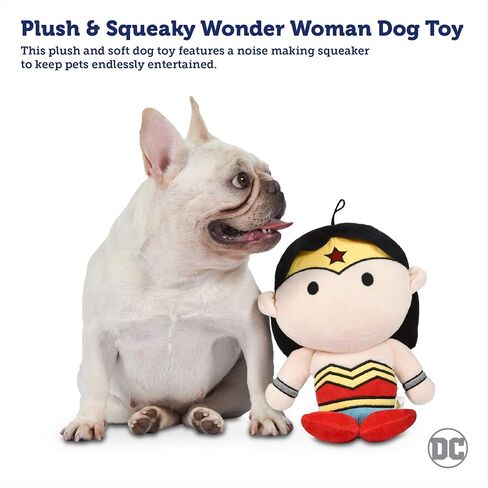 DC Comics for Pets Wonder Woman Mini Plush Figure Dog Toy, 6" | Squeaky Plush Dog Toy | Fun and Adorable Small Dog Toy for Small Dogs in Red, Dog Toy With Squeaker in Saudi Arabia