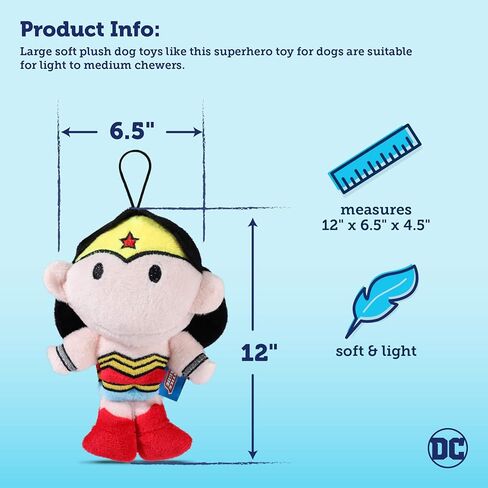 DC Comics for Pets Wonder Woman Mini Plush Figure Dog Toy, 6" | Squeaky Plush Dog Toy | Fun and Adorable Small Dog Toy for Small Dogs in Red, Dog Toy With Squeaker in Saudi Arabia