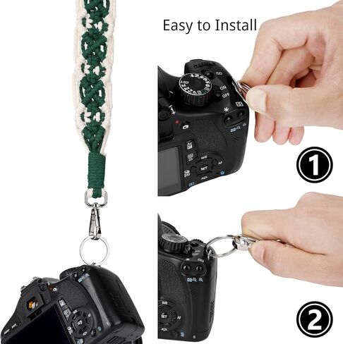 حزام كاميرا HOMEGYMFREE Macrame، حزام كتف للكاميرا DSLR/SLR مقاس 46 بوصة × 1.57 بوصة، حزام حقيبة منسوج للنساء in Kuwait