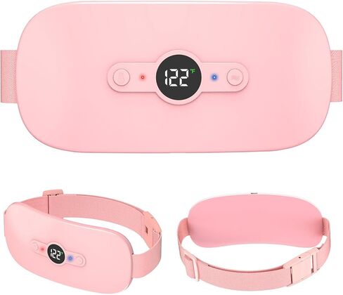 Portable Heating Pad for Period, Cordless Electric Menstrual Heating Pad for Women and Girls Waist Back Belly with 6 Heat Level and 6 Message Modes Pink in Kuwait