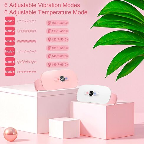 Portable Heating Pad for Period, Cordless Electric Menstrual Heating Pad for Women and Girls Waist Back Belly with 6 Heat Level and 6 Message Modes Pink in Kuwait