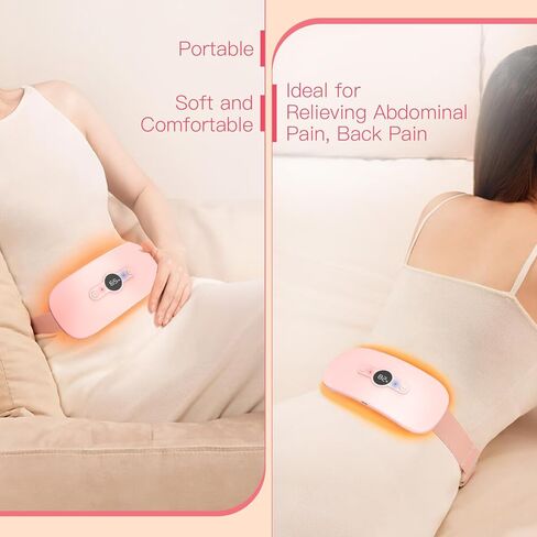 Portable Heating Pad for Period, Cordless Electric Menstrual Heating Pad for Women and Girls Waist Back Belly with 6 Heat Level and 6 Message Modes Pink in Kuwait