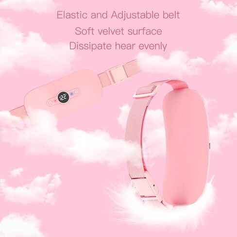 Portable Heating Pad for Period, Cordless Electric Menstrual Heating Pad for Women and Girls Waist Back Belly with 6 Heat Level and 6 Message Modes Pink in Kuwait