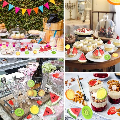 مجموعة فواكه بلاستيكية مزيفة مكونة من 48 قطعة من رويزيهو مكونة من 5 مكعبات ثلج و10 قطع من الثلج المجروش و15 شريحة ليمون و6 فراولة و6 شرائح بطيخ و6 شرائح كيوي in Kuwait