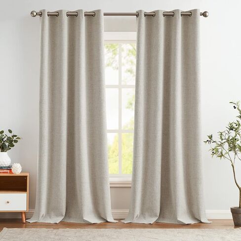 jinchan Linen Textured 70% Blackout Curtains 63 Inch Length Grey Blackout Curtains for Living Room Grommet Top Bedroom Curtains Thermal Insulated Window Drapes Gray Curtains, 2 Panels in Kuwait