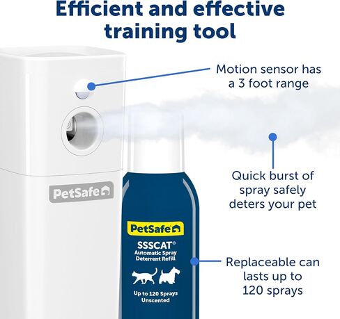 PetSafe SSSCAT رش تلقائي لرادع الحيوانات الأليفة - رادع منشط للحركة رائد عالميًا للقطط والكلاب - رذاذ رادع للقطط لإنشاء مناطق محظورة، وإيقاف خدش الأثاث in Kuwait