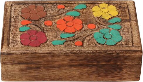 صندوق مجوهرات خشبي منظم أغراض تذكاري منحوت يدويًا / حقيبة عرض متعددة الأغراض هدية للنساء والفتيات in Kuwait