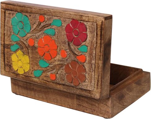 صندوق مجوهرات خشبي منظم أغراض تذكاري منحوت يدويًا / حقيبة عرض متعددة الأغراض هدية للنساء والفتيات in Kuwait