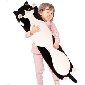 Black Cat Long Plush Pillow Kitty Stuffed Animals Soft Sleeping Throw Pillow Doll Toy Gift(Black,18inches) in Kuwait