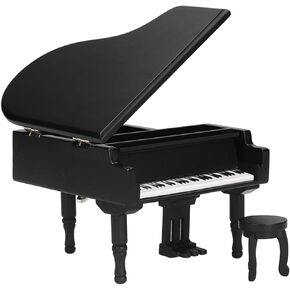 صندوق موسيقى على شكل بيانو، صندوق موسيقى بيانو كبير خشبي أسود مزخرف على شكل بيانو كبير صندوق موسيقى مشجر (أسود) in Kuwait