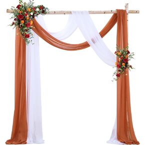 PARTISKY Wedding Arch Draping Fabric 2 Panels 29" x 18Ft White Wedding Arch Fabric Drapery Ceiling Drapes for Wedding Ceremony Reception Swag Decorations