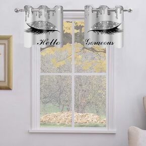 BSPPTI Hello Gorgeous Unicorn Eyelash Curtain, Room Darkening Thermal Insulated Blackout Drips Grommets Window Drapes for Bedroom Decor, 2 Panels (42x24in, Light Grey) in Kuwait