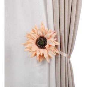 YYC زوج واحد من القماش عباد الشمس المغناطيسي رباط للستائر الزفاف مشبك ستائر حامل ديكور غرفة الفتاة (أزرق) in Kuwait