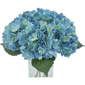 Artificial Fake Flowers Plants Silk Hydrangea 1 Flower Head Arrangements Wedding Bouquets Decorations Plastic Floral Table Centerpieces Home Kitchen Garden (Black Blue) in Kuwait