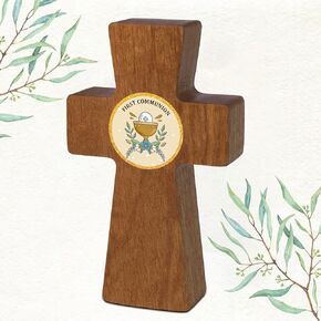 أمونيت تمسك يدها صلبان خشبية صغيرة مع حقيبة خيش جيب صغير يد صليب تحمل صليب العناية المسيحية هدية الكنيسة عيد الميلاد in Kuwait