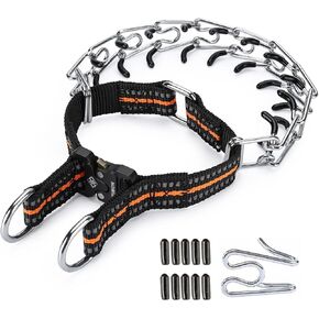 Pinch Collar for Dogs Adjustable Dog Training Collar with Comfortable Rubber Tip and Quick Release Buckle for Small Medium Large Dogs (Medium, Black)
