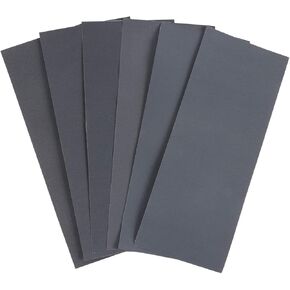 Harapu Abrasive Dry Wet Waterproof Sandpaper Sheets Assorted Grit of 400/600/ 800/1000/ 1200/1500 for Furniture, Hobbies and Home Improvement, 6 Sheets Total (9 x 3.7 Inch) in Kuwait