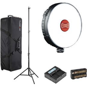 مصباح Rotolight NEO 3 LED على الكاميرا RGBWW مع حزمة البدء، بطارية إضافية، شاحن مزدوج، حامل إضاءة، حقيبة حمل بعجلات in Kuwait