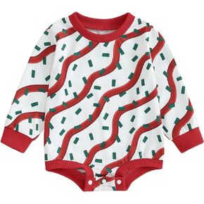 Kayotuas Baby Girl Christmas Outfit Cowboy Bubble Romper Sweatshirt Oversized Bodysuit Onesie Western Christmas Baby Clothes