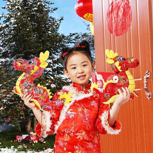 RUIYELE 2 Pcs 9.84 Inch/25cm Chinese Dragon Plush Toy 2024 Chinese New Year Dragon Stuffed Animals Zodiac Figure Toys Mascot Dragon Plush Pillow for Spring Festival Decorations Chinese New Year Gifts in Kuwait