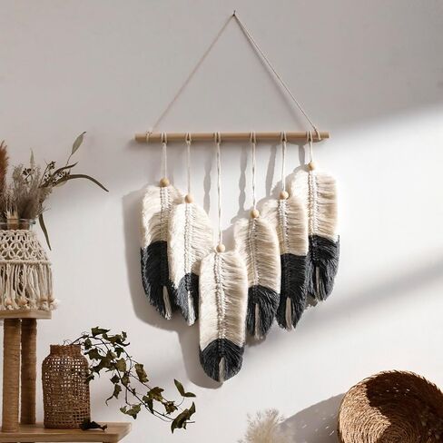 Artilady Macrame نسيج الجدار شنقا - المنسوجة يدويا نسيج بوهو سقوط أوراق الجدار ديكور، شرابات صغيرة الغزل البني الغزل زخرفة معلقة ديكور لغرفة النوم غرفة المعيشة النوم (أوراق البني) in Saudi Arabia