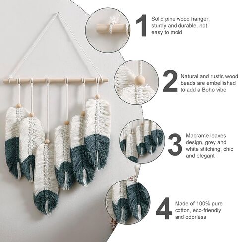 Artilady Macrame نسيج الجدار شنقا - المنسوجة يدويا نسيج بوهو سقوط أوراق الجدار ديكور، شرابات صغيرة الغزل البني الغزل زخرفة معلقة ديكور لغرفة النوم غرفة المعيشة النوم (أوراق البني) in Saudi Arabia