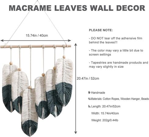 Artilady Macrame نسيج الجدار شنقا - المنسوجة يدويا نسيج بوهو سقوط أوراق الجدار ديكور، شرابات صغيرة الغزل البني الغزل زخرفة معلقة ديكور لغرفة النوم غرفة المعيشة النوم (أوراق البني) in Saudi Arabia