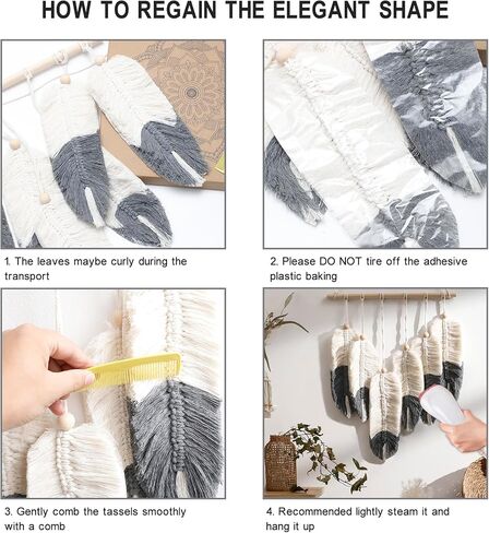 Artilady Macrame نسيج الجدار شنقا - المنسوجة يدويا نسيج بوهو سقوط أوراق الجدار ديكور، شرابات صغيرة الغزل البني الغزل زخرفة معلقة ديكور لغرفة النوم غرفة المعيشة النوم (أوراق البني) in Saudi Arabia