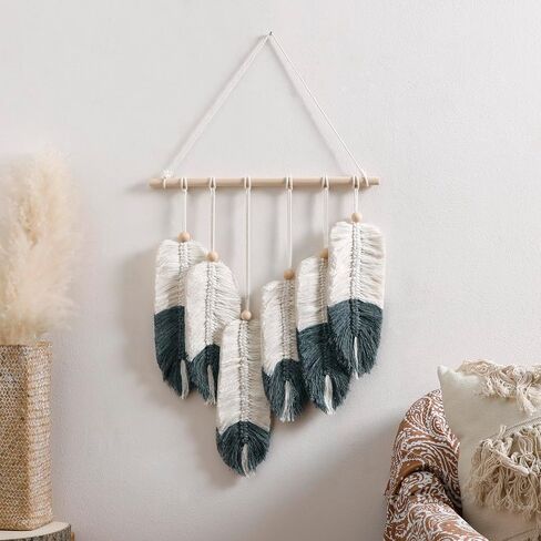 Artilady Macrame نسيج الجدار شنقا - المنسوجة يدويا نسيج بوهو سقوط أوراق الجدار ديكور، شرابات صغيرة الغزل البني الغزل زخرفة معلقة ديكور لغرفة النوم غرفة المعيشة النوم (أوراق البني) in Saudi Arabia