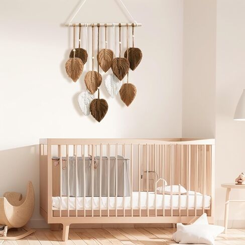 Artilady Macrame نسيج الجدار شنقا - المنسوجة يدويا نسيج بوهو سقوط أوراق الجدار ديكور، شرابات صغيرة الغزل البني الغزل زخرفة معلقة ديكور لغرفة النوم غرفة المعيشة النوم (أوراق البني) in Saudi Arabia