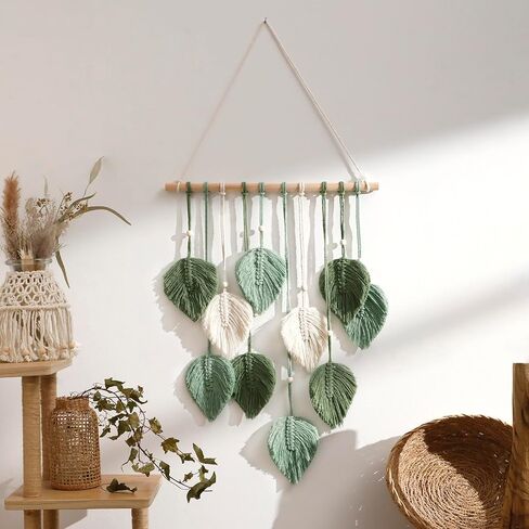 Artilady Macrame نسيج الجدار شنقا - المنسوجة يدويا نسيج بوهو سقوط أوراق الجدار ديكور، شرابات صغيرة الغزل البني الغزل زخرفة معلقة ديكور لغرفة النوم غرفة المعيشة النوم (أوراق البني) in Saudi Arabia