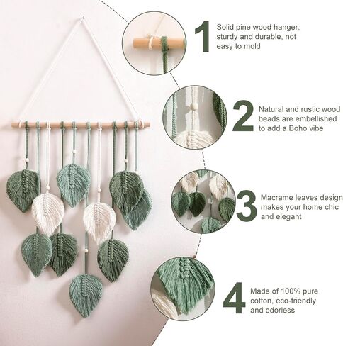 Artilady Macrame نسيج الجدار شنقا - المنسوجة يدويا نسيج بوهو سقوط أوراق الجدار ديكور، شرابات صغيرة الغزل البني الغزل زخرفة معلقة ديكور لغرفة النوم غرفة المعيشة النوم (أوراق البني) in Saudi Arabia