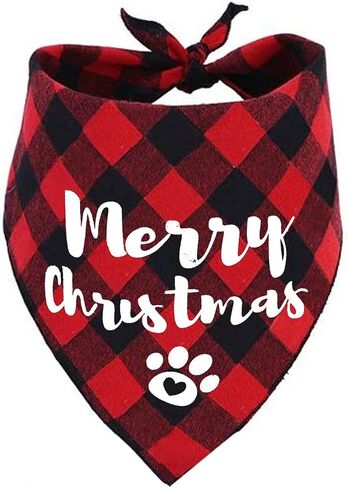 Dog Christmas Scarf 2 Pack, Buffalo Plaid Pet Bandana for Medium Large Dogs in Saudi Arabia
