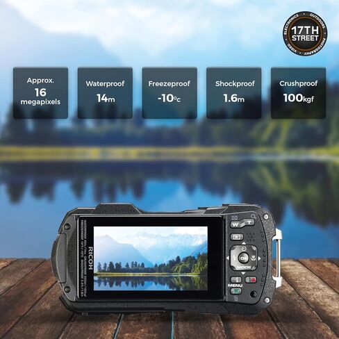 RICOH WG-80 كاميرا رقمية متعددة الاستخدامات مقاس 2.7 بوصة مع شاشة LCD | تسجيل أفلام عالية الدقة بالكامل | كاميرا بعدسة تكبير بصري 5X مع بطارية طاقة قابلة لإعادة الشحن + مجموعة شاحن، مجموعة حزام كاميرا Waith in Kuwait