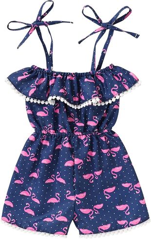 YOUNGER TREE Toddler Baby Little Girl Floral Tassels Strap Romper Jumpsuit Short Playsuit Summer Overalls Outfits Clothes in Saudi Arabia