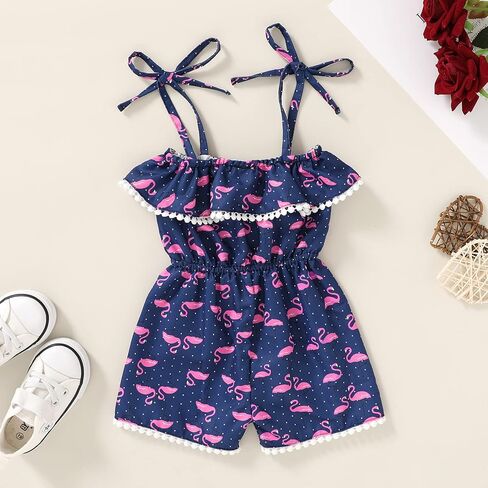 YOUNGER TREE Toddler Baby Little Girl Floral Tassels Strap Romper Jumpsuit Short Playsuit Summer Overalls Outfits Clothes in Saudi Arabia