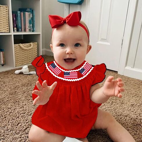 CM C&M WODRO Baby Girls 4th of July Onesie Romper American Flag Jumpsuit Infant Bodysuit Independence Day Patriotic Outfits in Saudi Arabia