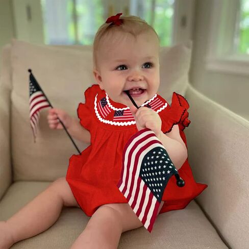 CM C&M WODRO Baby Girls 4th of July Onesie Romper American Flag Jumpsuit Infant Bodysuit Independence Day Patriotic Outfits in Saudi Arabia