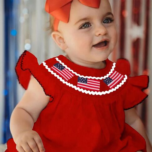 CM C&M WODRO Baby Girls 4th of July Onesie Romper American Flag Jumpsuit Infant Bodysuit Independence Day Patriotic Outfits in Saudi Arabia