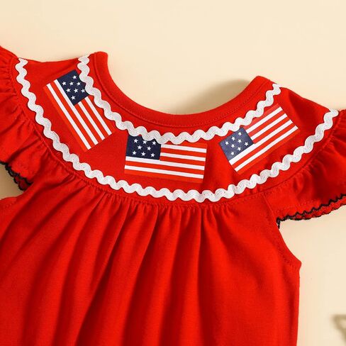 CM C&M WODRO Baby Girls 4th of July Onesie Romper American Flag Jumpsuit Infant Bodysuit Independence Day Patriotic Outfits in Saudi Arabia