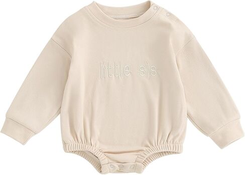 Ursobutegl Baby Boy Girl Sweatshirt Bubble Romper Long Sleeve Oversized Sweater Onesie Newborn Warm Winter Outfit Clothes in Kuwait