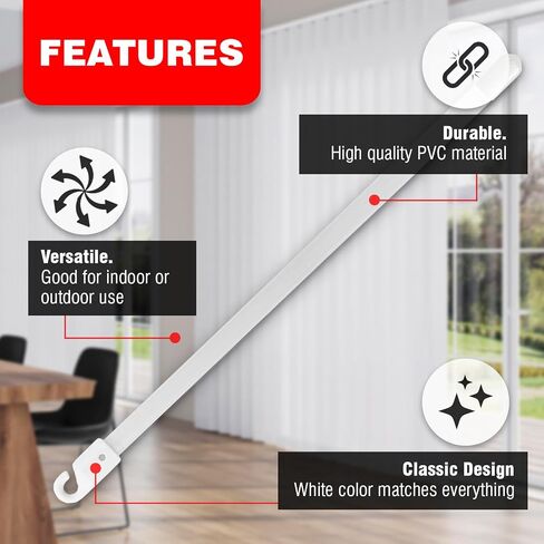 Amazing Drapery Hardware Premium White PVC Vertical Blind Wand with Rubber End Cap, 18-inches, 2 Pack - Ideal for Wand-Controlled Vertical Blinds - Easily Replace Old or Broken Wands in Saudi Arabia